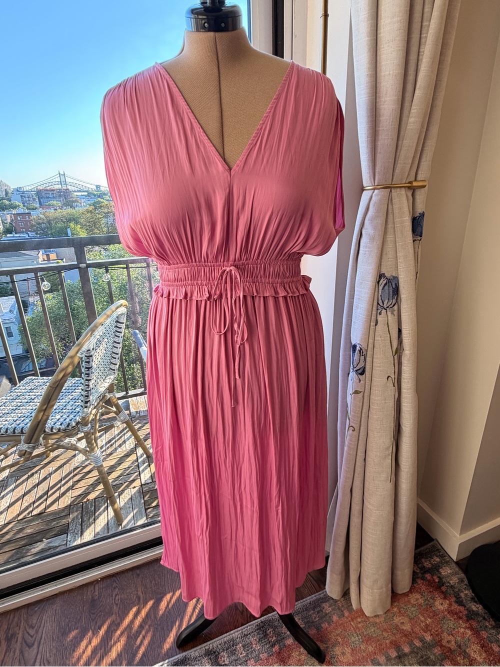 LUCY PARIS Dorian Pink Satin Dress